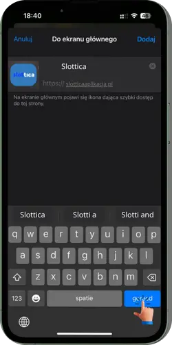 Slottica — nadaj nazwę skrótu i dodaj