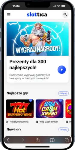Slottica — strona główna w Safari