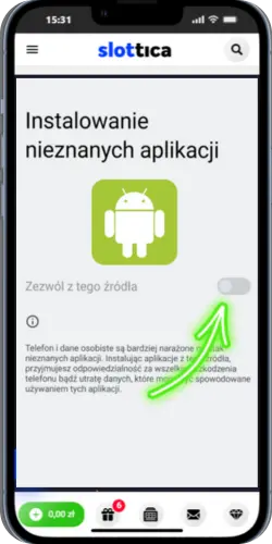 Włącz Nieznane źródła
