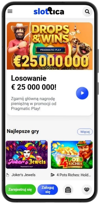 Wejście na stronę główną Slottica Casino