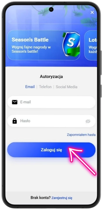Potwierdzenie logowania na stronie Slottica
