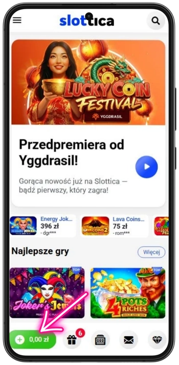 Sekcja promocji i bonusów w Slottica